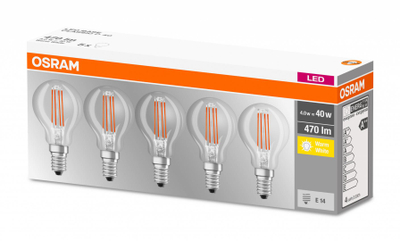 Llamba LED Osram Base Classic P, set 5 copë, E14, 4W 470 lm, dritë e ngrohtë
