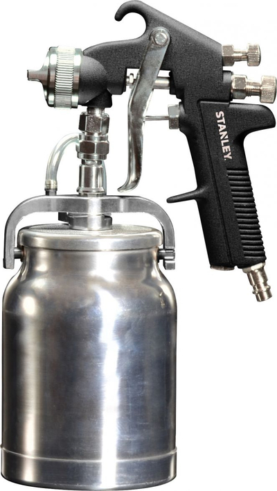 Pistoletë spërkatëse Stanley Professional Airbrush, me ajër të kompresum, me depozitë poshtë, e zezë