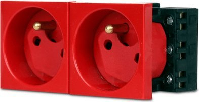 Prizë dyshe modulare Stasinski Javel GN DATA 2P LS System 45, 230V 16A, e kuqe
