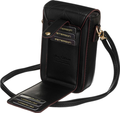Çantë crossbody Peterson Small, lëkurë eko, me rrip që rregullohet, e zezë