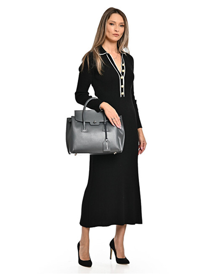 Çantë tote WHOLESALE AW25 LV 479, lëkurë natyrale, 31x33x14 cm, gri