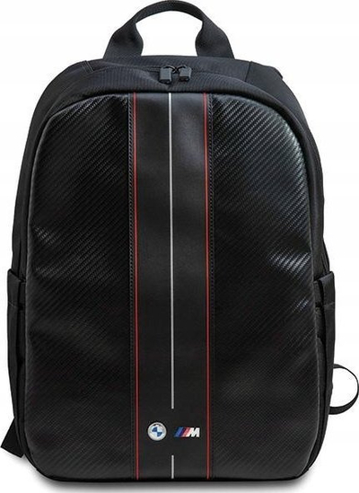 Çantë shpine BMW Carbon Blue Stripe për laptop 16\", najlon, e zezë