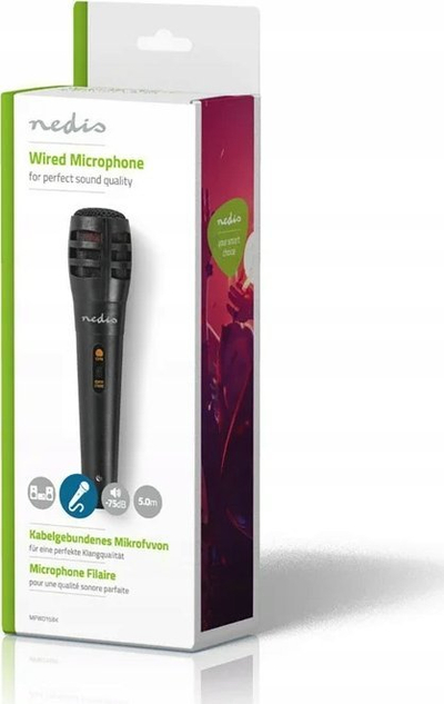 Mikrofon Durable Dynamic njëkahësh, 6.35mm edhe XLR, me kabllo 5m, i zi