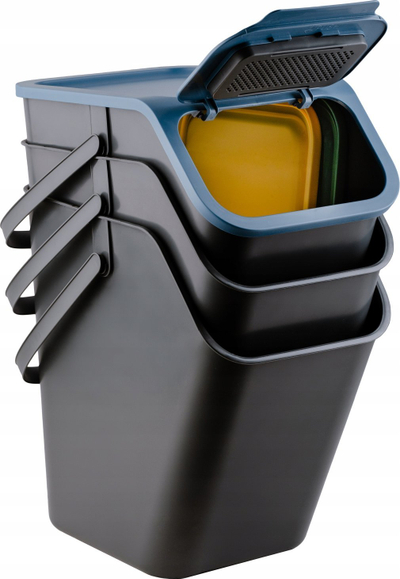 Set kosha plehrash Practic Trio, 3x25L, sistem modular, me ngjyra të ndryshme