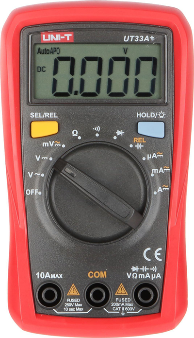 Multimetër digital UNI-T UT33A+, AC/DC, me ndriçim ekrani, i kuq