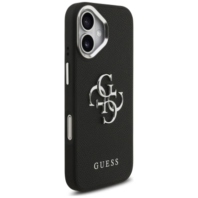 Kisë telefoni Guess Hardcase 4G Grained Big Logo GUHCP17SPG4SMCEK, për iPhone 17, lëkurë eko, e zezë