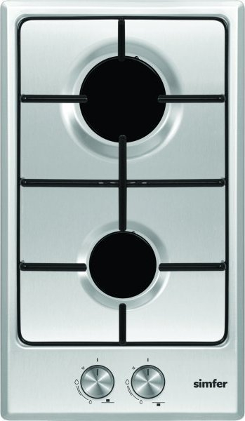 Вградна плинска плоча Simfer H3.200.VGRIM, 2 горилници, инокс, сива