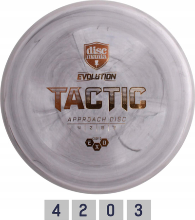Disk golf putter Discmania Evolution Tactic, Hard Exo, overstable, gri si mermer
