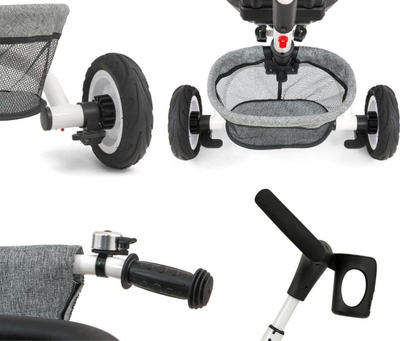 Трицикл Milly Mally Stanley 6in1, седиште 360°, за деца 1–5 години, сив