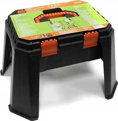 Set veglash universale ISMA 515002, 1500 pjesë, kuti-stol plastike, gri