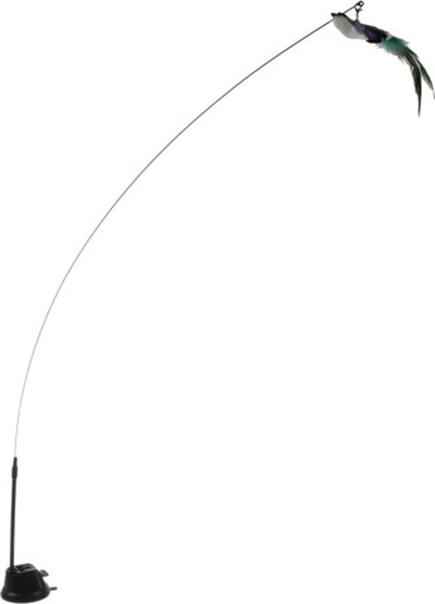 Lodër për mace Purlov Bird, shufër 95cm, zog lodër 20cm, e zezë
