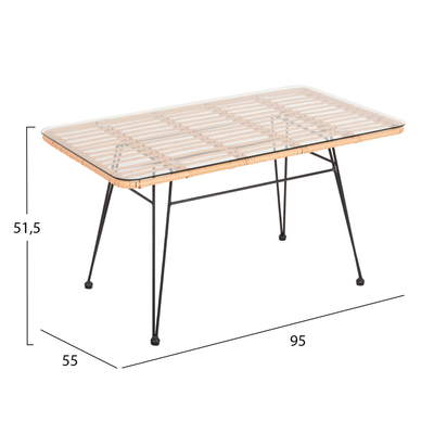 Tavolinë për kafe për ambient të jashtëm Allegra 95×55×51,5 cm (HM6076), zezë/ bezhë