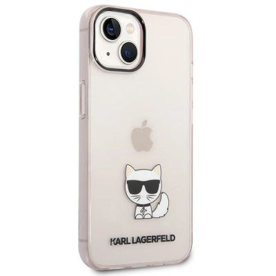 Kapak telefoni Karl Lagerfeld KLHCP14MCTTRI, iPhone 14 Plus, hardcase TPU, rozë transparente