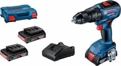 Berbil goditës me bateri Bosch GSB 18V-50, brushless, set 3 bateri 18V 2.0Ah, blu