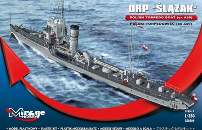 Model anije Mirage Hobby ORP Slazak Torpedo Boat A59, shkalla 1:350, plastik