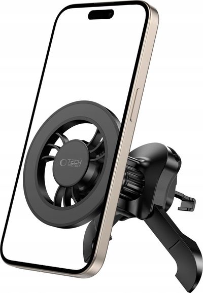 Mbajtëse magnetike telefoni Tech-Protect MagSafe për grilën e ajrit, rrotullim 360°, e zezë