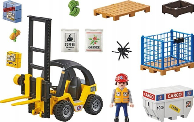 Set lodrash Playmobil 71528 Forklift Truck me ngarkesë, 40 copa, për kalamaj 4-10 vjeç, me shumë ngjyra