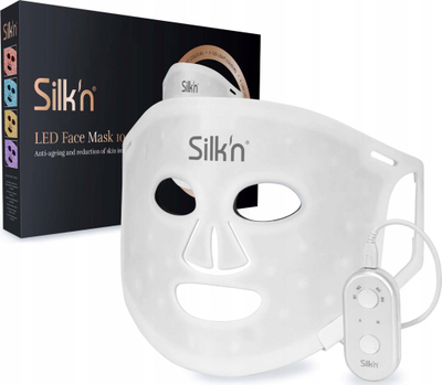 Maskë fytyre LED Silkn FLM100PE1001, 4 ngjyra dritash, silikoni, e bardhë