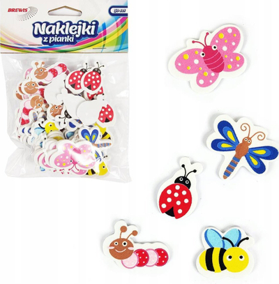 Ngjitëse shkumë Brewis Foam Stickers Insects, 50 copë, shumëngjyrëshe