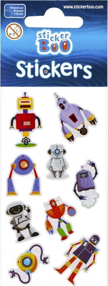 Ngjitëse Stickerboo S-BOO Robots, set me robotë, shumëngjyrëshe