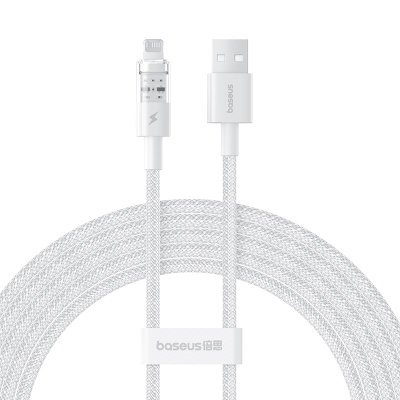 Kabllo karikimi Baseus Gem, USB A në Lightning, 2.4A, 2m, e bardhë