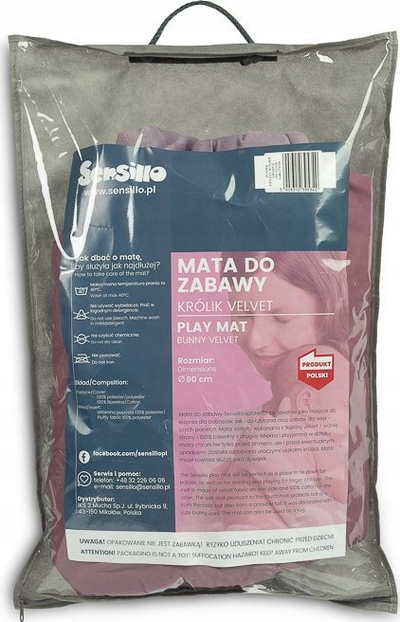 Tapet loje Sensillo Pink Bunny, dyshek velvet dhe pambuk, rozë