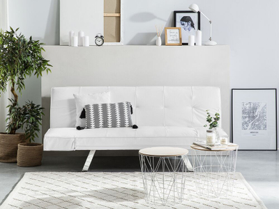 Divan krevati BRISTOL, 180 cm, lëkurë sintetike, i bardhë