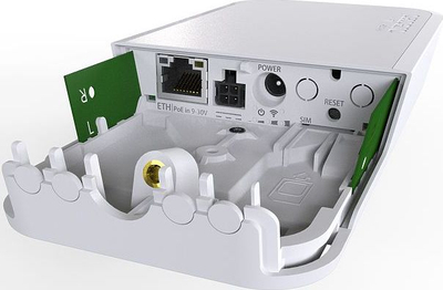 Access point LTE MikroTik wAP LTE kit RBwAPR-2nD&amp;R11e-LTE, Wi‑Fi 2.4GHz, PoE, i bardhë