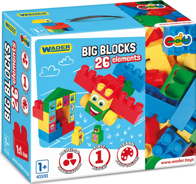 Lodra konstruktore Big Blocks Bricks, set 26 copë, shumëngjyrëshe