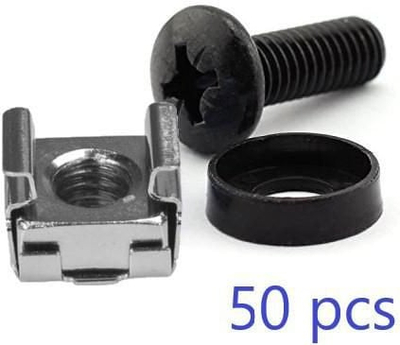 Set bulonash rack Lanview M5 Cage Nut, për montim kabineti rrjeti, i argjendtë