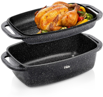 Tavë pjekjeje Vilde GRANITICA, 5.5+2.5 l, 40x22.5x16 cm, granit, e zezë