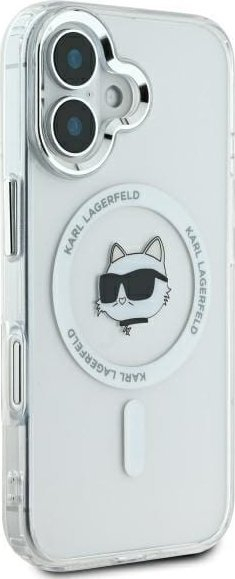 Këllëf telefoni Karl Lagerfeld IML Metal Choupette, për iPhone 16 Plus 6.7", MagSafe, i bardhë