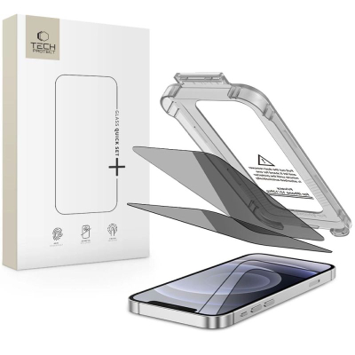 Xham mbrojtës Hofi Tech-Protect Quick Set Spy+ për iPhone 12 12 Pro, 2 copë, privatësi, i zi