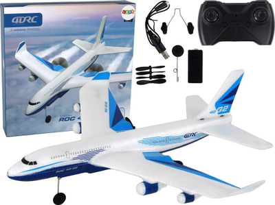 Avion me telekomandë LeanToys ROC 4D G2, me drita LED, i bardhë me blu
