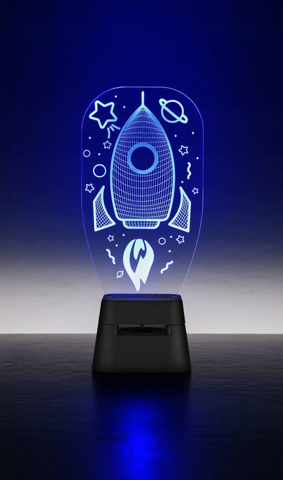 Altoparlant Bluetooth Cellularline BTSPKACRYLIC1, LED 3D raketë, Bluetooth 5.0, i zi