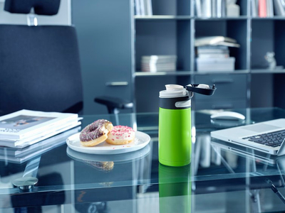 Termos Leifheit Insulated Mug Flip 3249, 350 ml, plastikë dhe inoks, jeshile