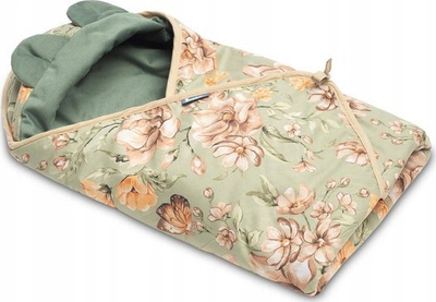 Mbështjellës për ulëse makine Sensillo Velvet Car Seat Wrap, material velvet, me lule, jeshil