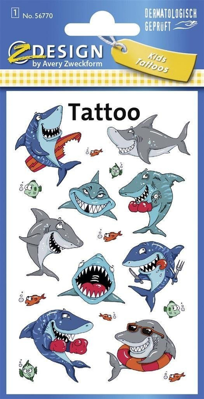 Tatuazh për kalamaj Zdesign Sharks, i qëndron ujit, me shumë ngjyra