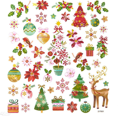 Декоративни стикери Dalprint Christmas Metallic Stickers Mix, 15x22 cm, празнични мотиви, шарени
