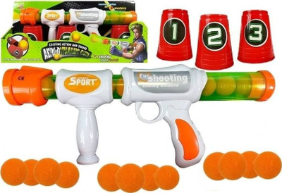 Pushkë lodër LEANToys Rifle Pistol, toptha të butë shkumë, 12 copë municion, e bardhë portokalli