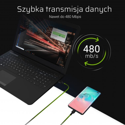 Set kabllosh Green Cell GC Ray, USB-A - Lightning, 120 cm, i zi