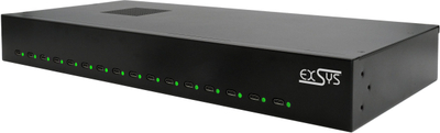 Hub USB C Exsys 16 porta, profesional, 440 x 212 x 55mm, i zi