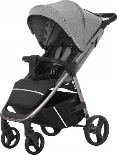 Karrucë për bebe Carrello Bravo CRL-85121, skelet alumini, palosje e vogël kompakte, gri metalike