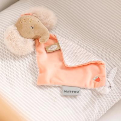 Mbajtëse per meme Nattou Doudou Elephant, 19 cm, Oli Pink