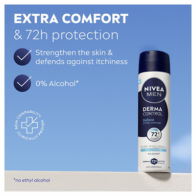 Antiperspirant sprej për meshkuj Nivea Derma Control Defend, 150 ml
