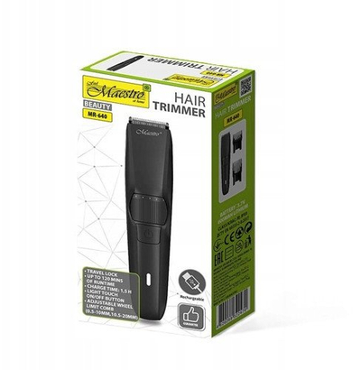 Trimer për mjekër dhe flokë Maestro MR-640, pa fije, karikim me USB, gri