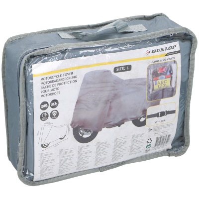 Mbulesë motori Dunlop L, 228 x 99 x 124 cm, që i rri ballë motit, gri argjend