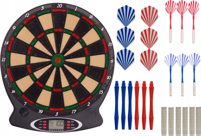Tabllo elektronike darts Enero 43 cm, 18 lojëra, me shigjeta, e zezë