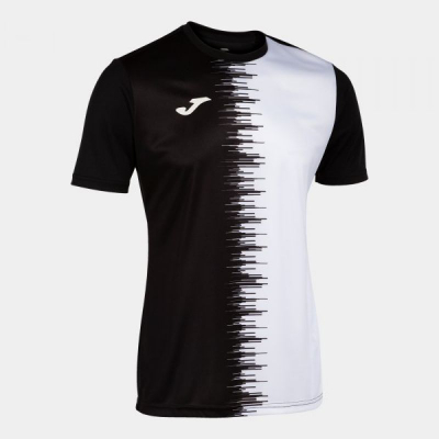 Bluzë sportive Joma City II për burra, me mëngë të shkurtra, e zezë me të bardhë