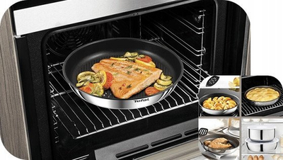 Tigan i thellë Tefal Ingenio Emotion 24cm, çelik inox, veshje jo ngjitëse, argjendtë